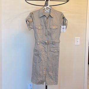 Calvin Klein khaki snap dress with belt